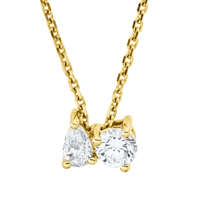 Collier aus 750 Gold Gelbgold 2 Diamanten 0,16ct TW-SI L:45cm