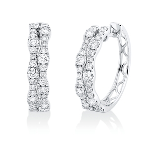 Creolen aus 750 Gold Weißgold 58 Diamanten 1,34ct TW-SI 21,5x5,2mm