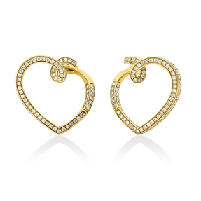 Creolen Herz aus 750 Gelbgold 196 Brillanten 1,28ct TW-VSI 21,1x11,7mm