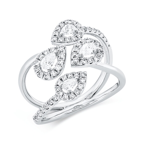 Ring aus 750 Gold Weißgold 66 Diamanten 0,77ct TW-SI B:10,3mm