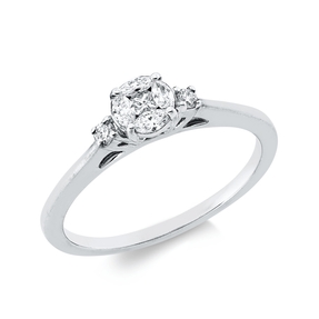 Ring aus 750 Gold Weißgold 7 Diamanten 0,24ct TW-VSI/SI B:4,7mm