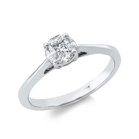 Ring aus 750 Gold Weißgold 5 Diamanten 0,28ct TW-VSI/SI B:5,3mm