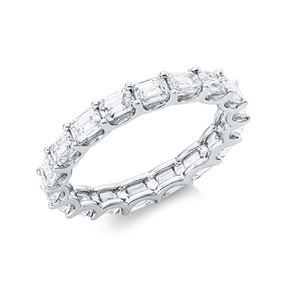 Ring aus 750 Weißgold 18 Diamanten Smaragd-Schliff 2,76ct TW-VSI B:3,3mm