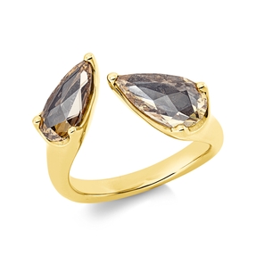 Ring aus 750 Gold Rotgold 2 Diamanten Fanatsy-Schliff 1,96ct braun B:12mm