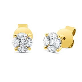 Ohrstecker aus 750 Gelbgold 10 Diamanten Fanatsy-Schliff 0,66ct TW-SI 6x6mm