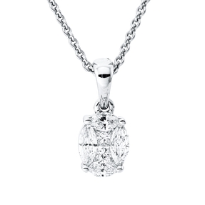 Anhänger aus 750 Gold Weißgold 6 Diamanten 0,39ct TW-VSI/SI 13x5,5mm mit Öse