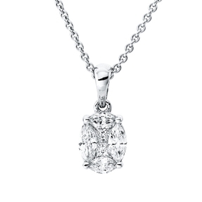 Anhänger aus 750 Gold Weißgold 6 Diamanten 0,52ct TW-VSI/SI 13,6x6mm mit Öse