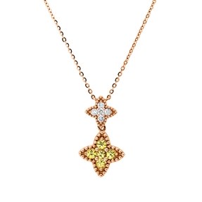 Collier aus 750 Rotgold 5 Saphire 0,35ct gelb 5 Brillanten 0,08ct TW-SI L:45cm