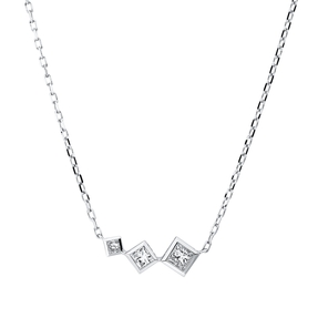 Collier aus 750 Gold Weißgold 3 Diamanten 0,3ct TW-SI L:45,7cm