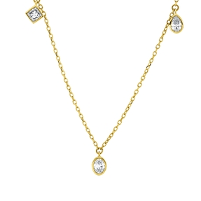 Collier aus 750 Gold Gelbgold 5 Diamanten 0,52ct TW-SI L:45,7cm