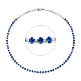 Collier 585 Weißgold 61 Saphire 15,35ct blau 62 Brillanten 1,89ct W-SI L:45,7cm