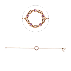 Armband aus 750 Rotgold 5 Saphire 0,07ct pink 15 Brillanten 0,04ct TW-SI