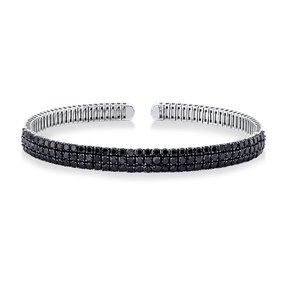 Armreif aus 750 Gold Weißgold 114 Brillanten 4,75ct schwarz 53x62mm