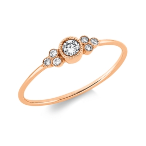 Ring aus 750 Gold Rotgold 7 Brillanten 0,12ct TW-SI B:3,7mm Zarge