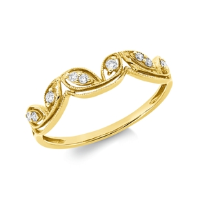 Ring aus 750 Gold Gelbgold 9 Brillanten 0,09ct TW-SI B:4,6mm