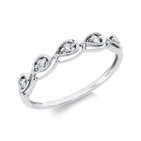 Ring aus 750 Gold Weißgold 5 Brillanten 0,08ct TW-SI B:3,4mm
