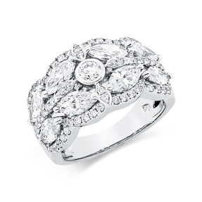 Ring aus 750 Gold Weißgold 75 Diamanten 2,74ct TW-SI B:12,1mm