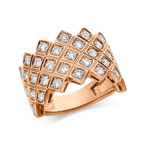 Ring aus 750 Gold Rotgold 37 Brillanten 1,81ct TW-VSI B:14,3mm