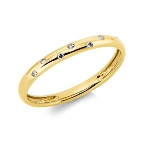 Ring aus 750 Gold Gelbgold 6 Diamanten 0,03ct TW-SI B:12,8mm