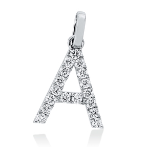 Anhänger Buchstabe A aus 750 Weißgold 17 Brillanten 0,18ct TW-SI 15x9mm