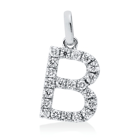 Anhänger Buchstabe B aus 750 Weißgold 21 Brillanten 0,22ct TW-SI 15,4x7,4mm