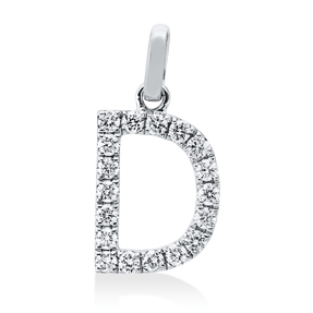 Anhänger Buchstabe D aus 750 Weißgold 18 Brillanten 0,19ct TW-SI 15,7x7,7mm