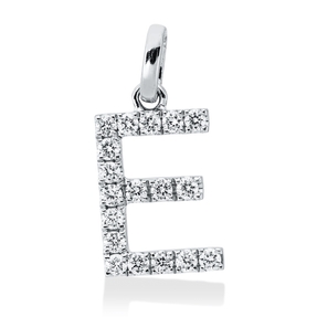 Anhänger Buchstabe E aus 750 Weißgold 18 Brillanten 0,19ct TW-SI 15,1x7,5mm