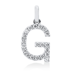 Anhänger Buchstabe G aus 750 Weißgold 20 Brillanten 0,21ct TW-SI 15,8x8,3mm