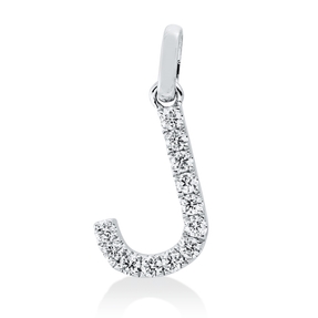 Anhänger Buchstabe J aus 750 Weißgold 12 Brillanten 0,13ct TW-SI 15,1x7,1mm