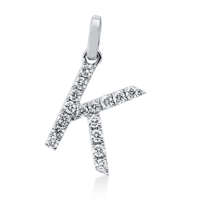 Anhänger Buchstabe K aus 750 Weißgold 16 Brillanten 0,17ct TW-SI 17,3x8mm