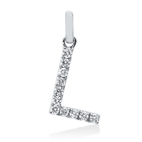 Anhänger Buchstabe L aus 750 Weißgold 11 Brillanten 0,12ct TW-SI 15,1x7,5mm