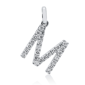 Anhänger Buchstabe M aus 750 Weißgold 25 Brillanten 0,26ct TW-SI 15,3x9,4mm