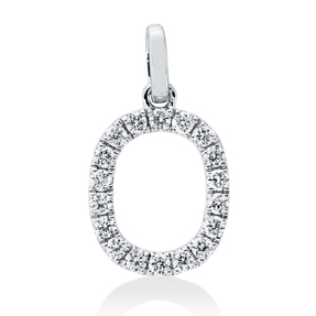 Anhänger Buchstabe O aus 750 Weißgold 18 Brillanten 0,19ct TW-SI 15,1x8,7mm