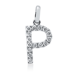 Anhänger Buchstabe P aus 750 Weißgold 15 Brillanten 0,16ct TW-SI 15,1x7mm