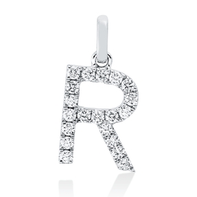Anhänger Buchstabe R aus 750 Weißgold 20 Brillanten 0,21ct TW-SI 15,3x7,9mm