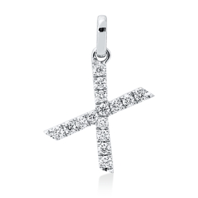 Anhänger Buchstabe X aus 750 Weißgold 15 Brillanten 0,16ct TW-SI 17,6x9,3mm