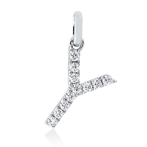 Anhänger Buchstabe Y aus 750 Weißgold 11 Brillanten 0,12ct TW-SI 15,4x8,5mm