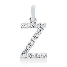 Anhänger Buchstabe Z aus 750 Weißgold 16 Brillanten 0,17ct TW-SI 15,5x7,8mm