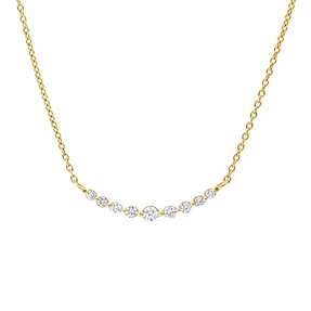 Collier aus 750 Gelbgold 8 Brillanten 0,12ct TW-SI 1 Brillant 0,04ct TW-SI L:45cm