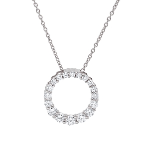 Collier Kreis aus 750 Gold Weißgold 18 Diamanten 0,49ct TW-SI L:45cm