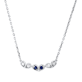 Collier aus 750 Weißgold 2 Saphire 0,04ct blau 4 Brillanten 0,05ct TW-SI L:45cm