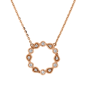 Collier aus 750 Gold Rotgold 12 Brillanten 0,09ct TW-SI L:45cm