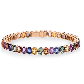 Armband aus 750 Gold Rotgold 42 Saphire 27,88ct mehrfarbig B:6,1mm L:17,7cm