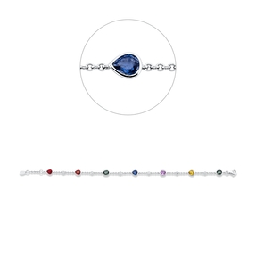 Armband aus 750 Weißgold 7 Saphire 2,89ct mehrfarbig 6 Brillanten 0,17ct F-vsi/si