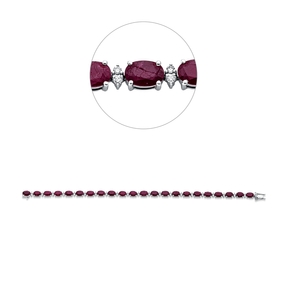 Armband aus 585 Weißgold 22 Rubine 10,6ct rot 44 Brillanten 0,44ct TW-SI