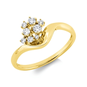 Ring aus 585 Gold Gelbgold 8 Brillanten 0,2ct W-SI/PI B:9,2mm