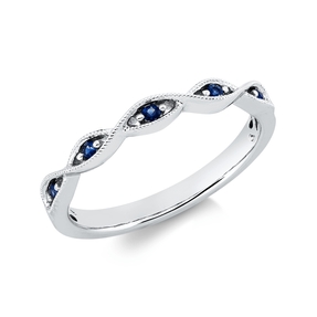Ring aus 750 Gold Weißgold 5 Saphire 0,07ct blau B:2,4mm