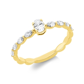 Ring aus 750 Gold Gelbgold 9 Diamanten 0,49ct TW-SI B:4,6mm