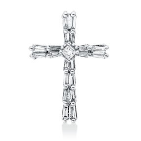 Anhänger Kreuz aus 750 Weißgold 21 Diamanten 0,41ct TW-VSI/SI 19,2x13,7mm