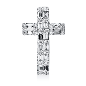 Anhänger Kreuz aus 750 Weißgold 49 Diamanten 0,44ct TW-VSI/SI 17x10,6mm